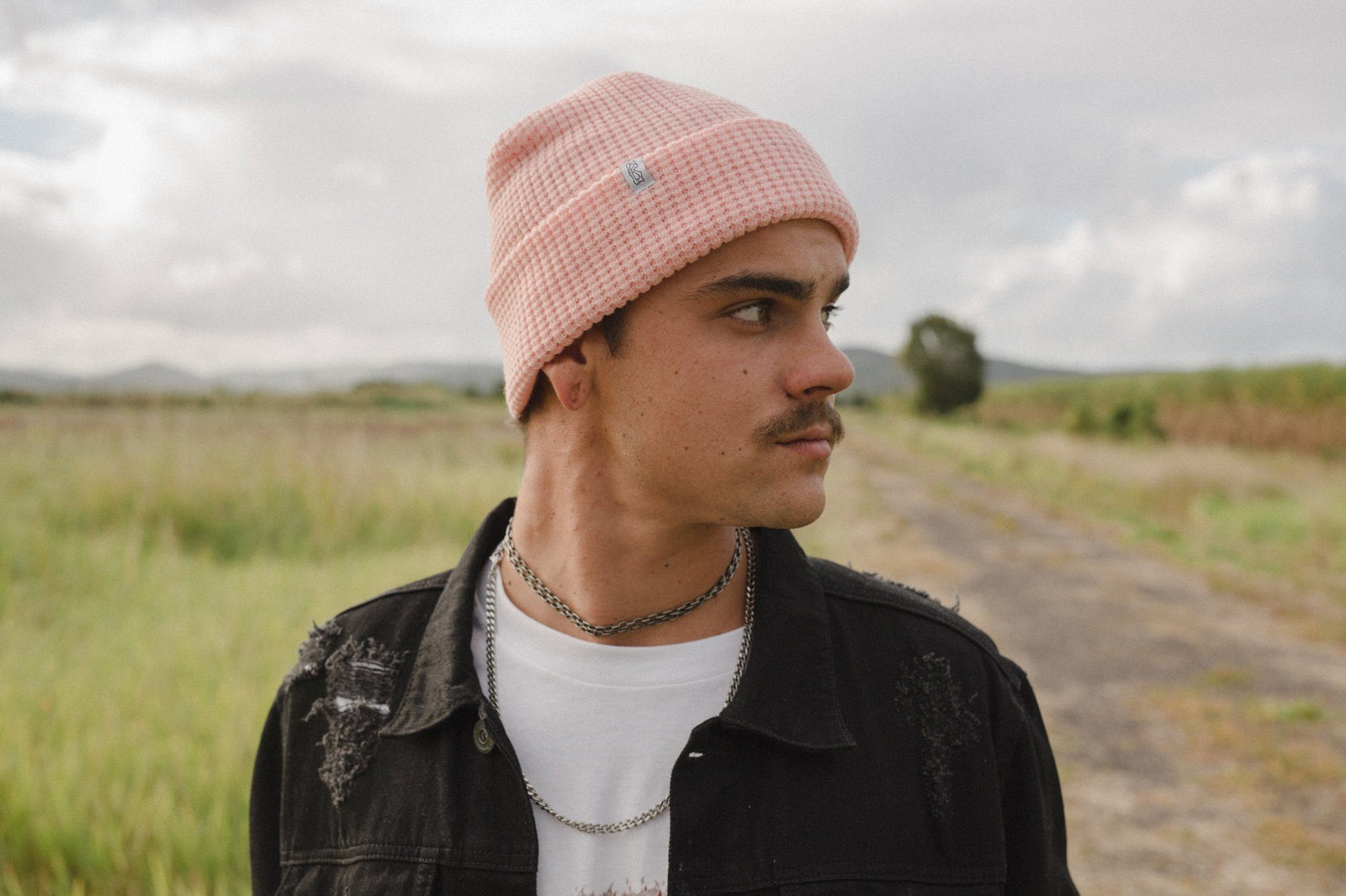 Pink Bits - Waffle Knit Beanie