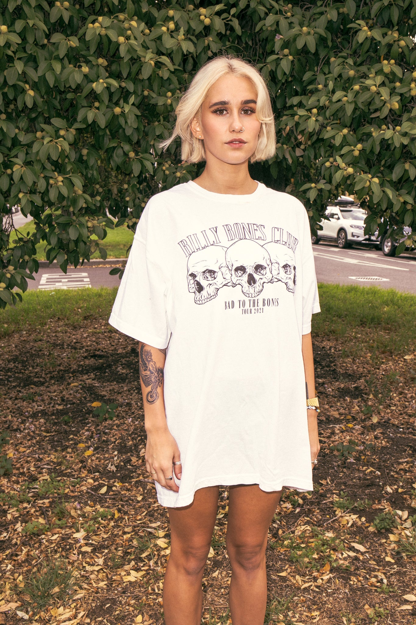 Skull Wingman Tee - Vintage White