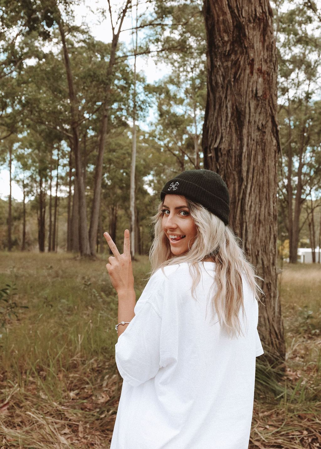 Cross Bones Logo Beanie - Black