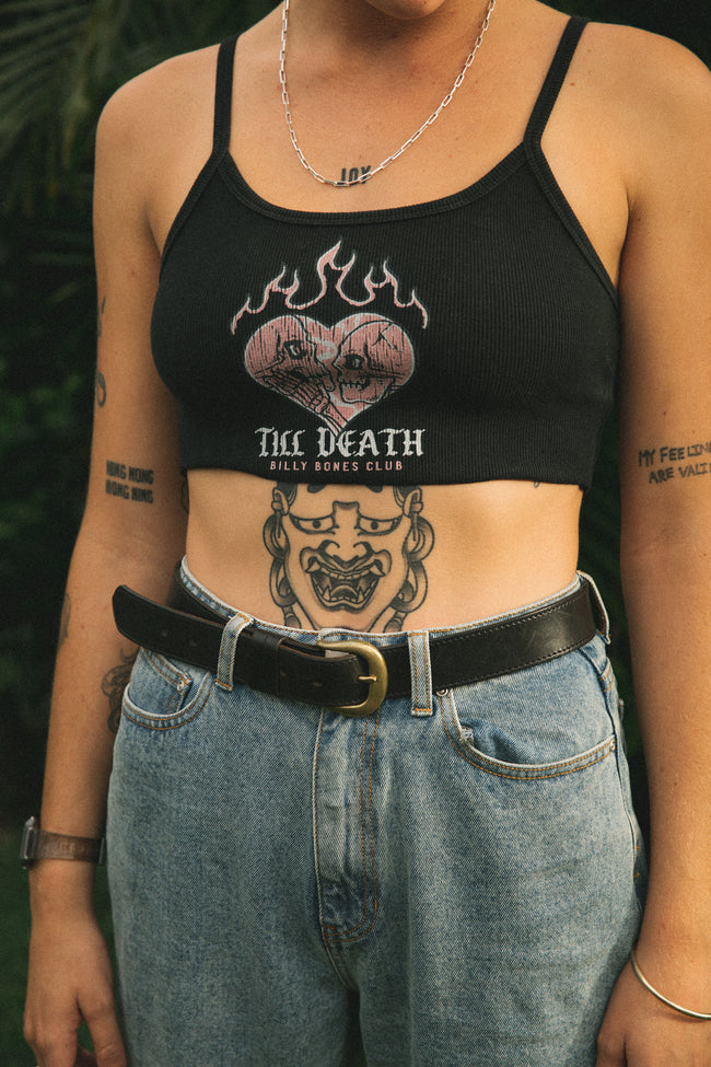 Till Death Rib Crop - Vintage Black