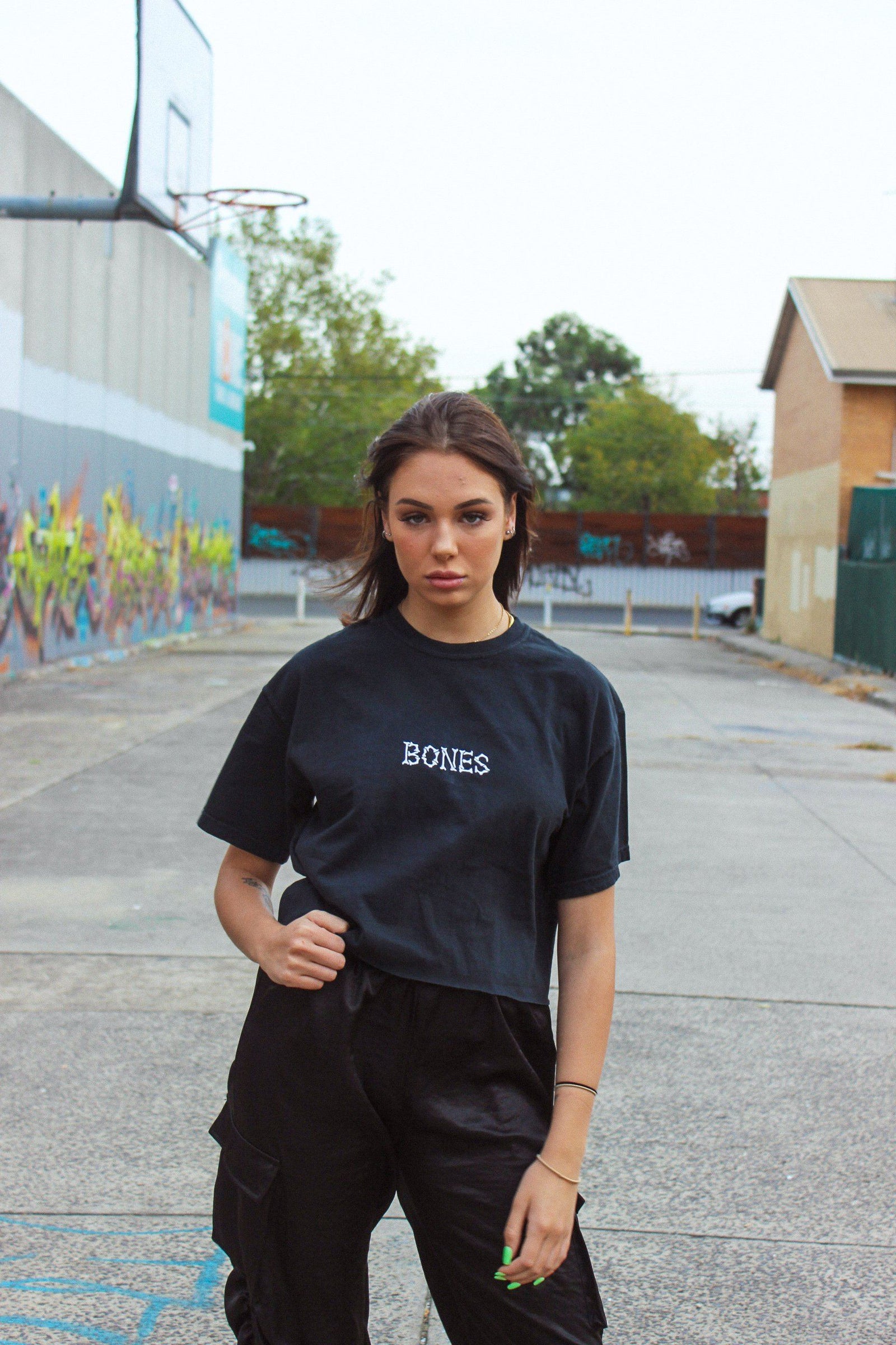 Bones Club Crop - Black