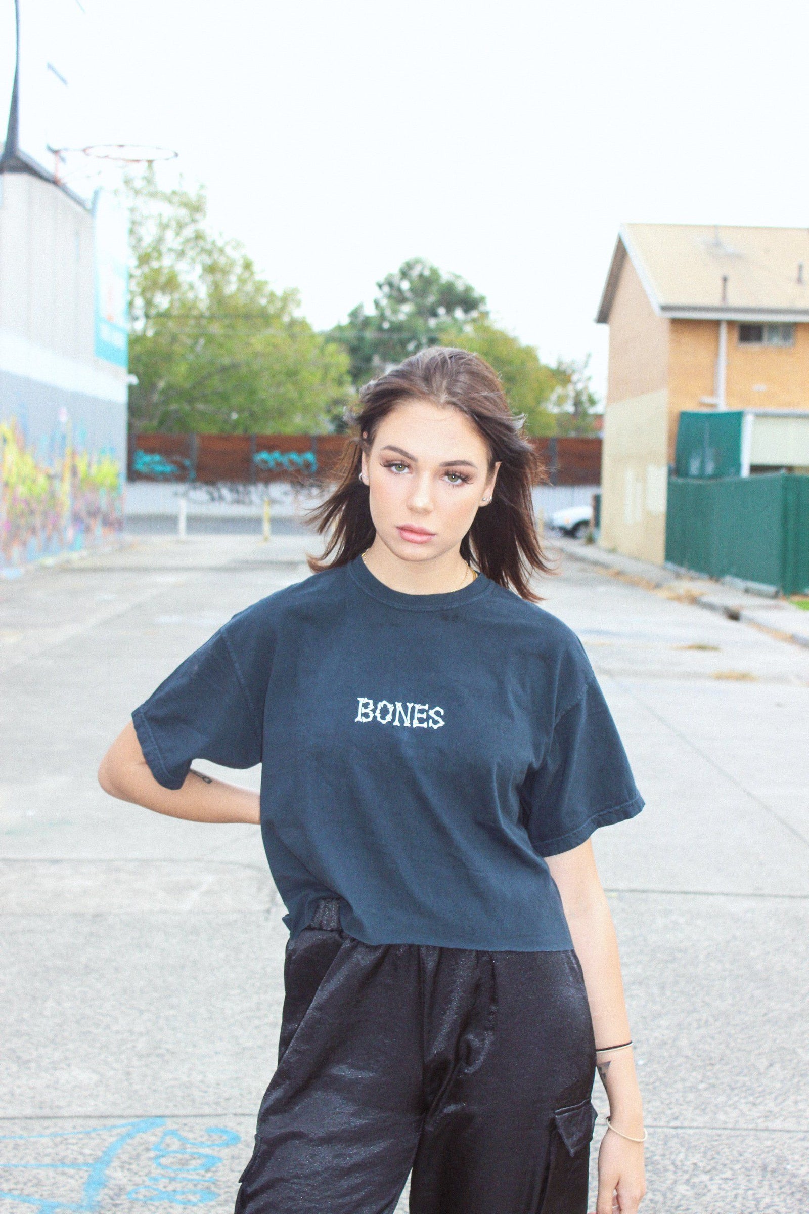 Bones Club Crop - Black