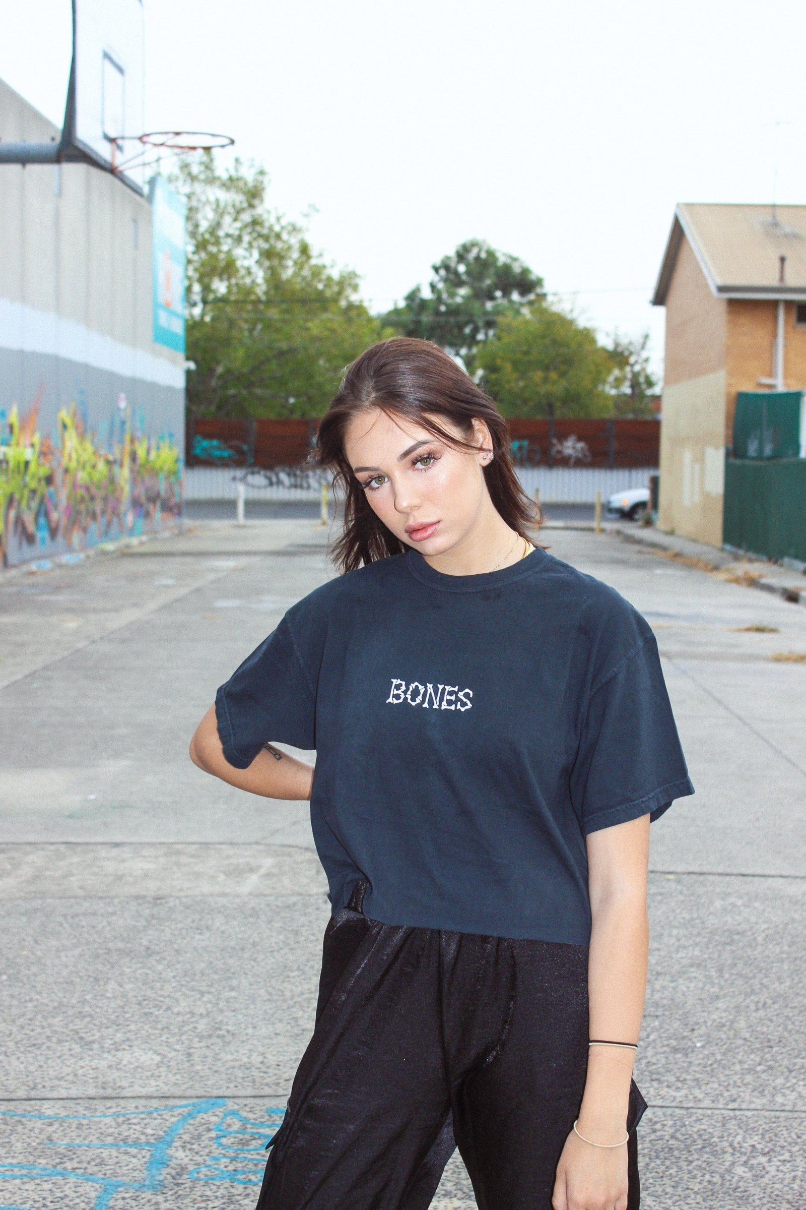 Bones Club Crop - Black