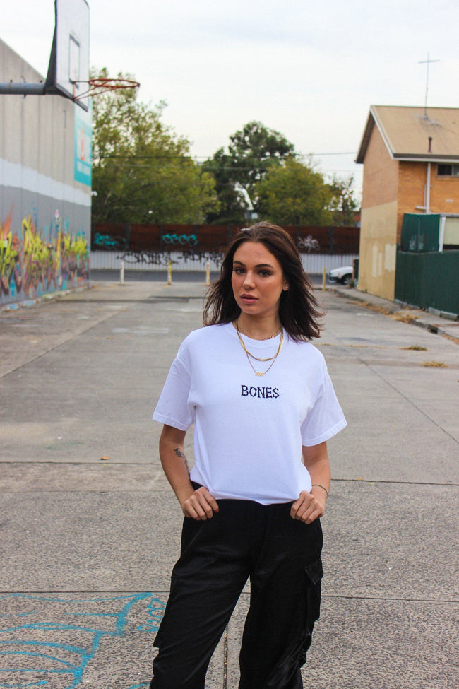 Bones Club Crop - White