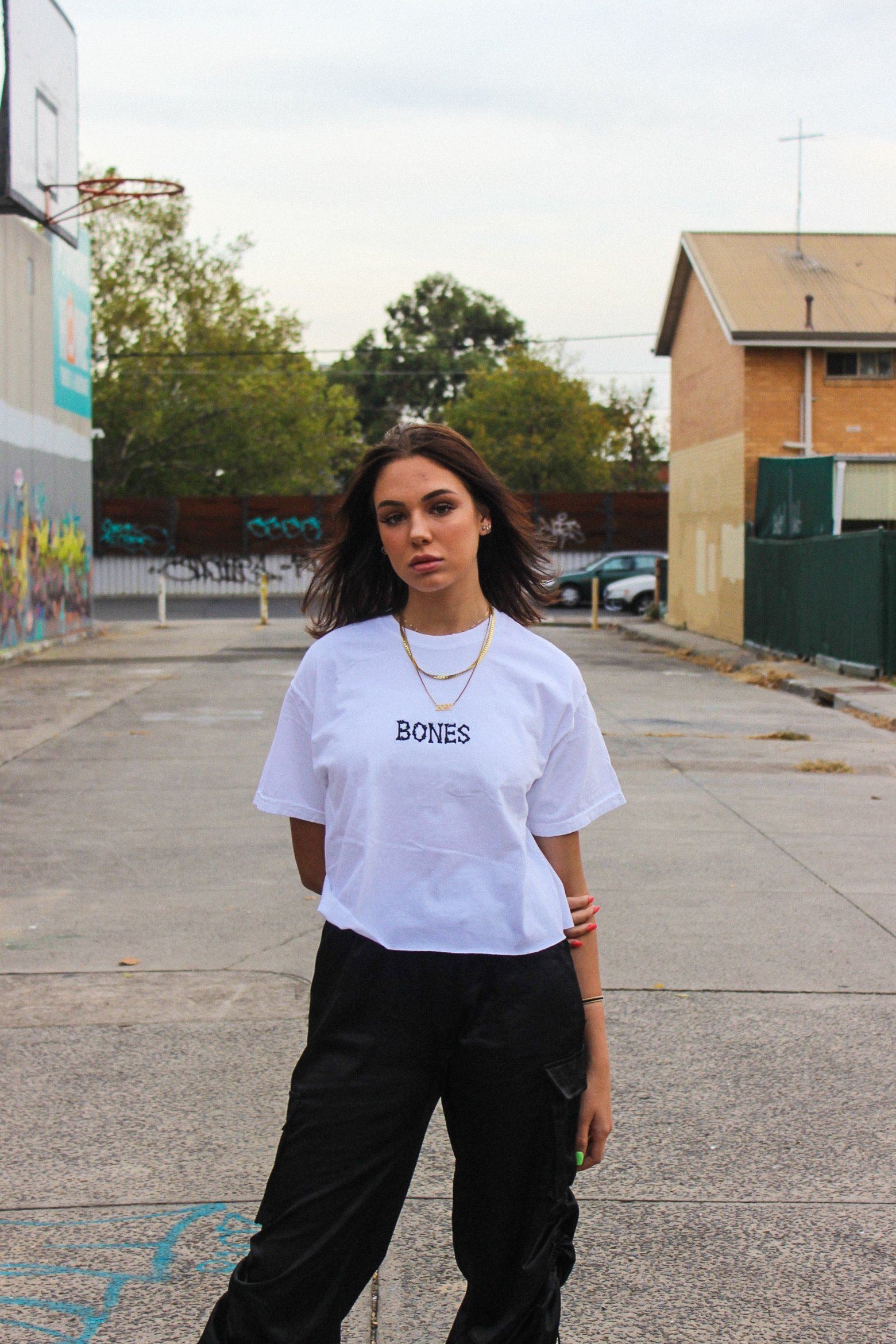 Bones Club Crop - White