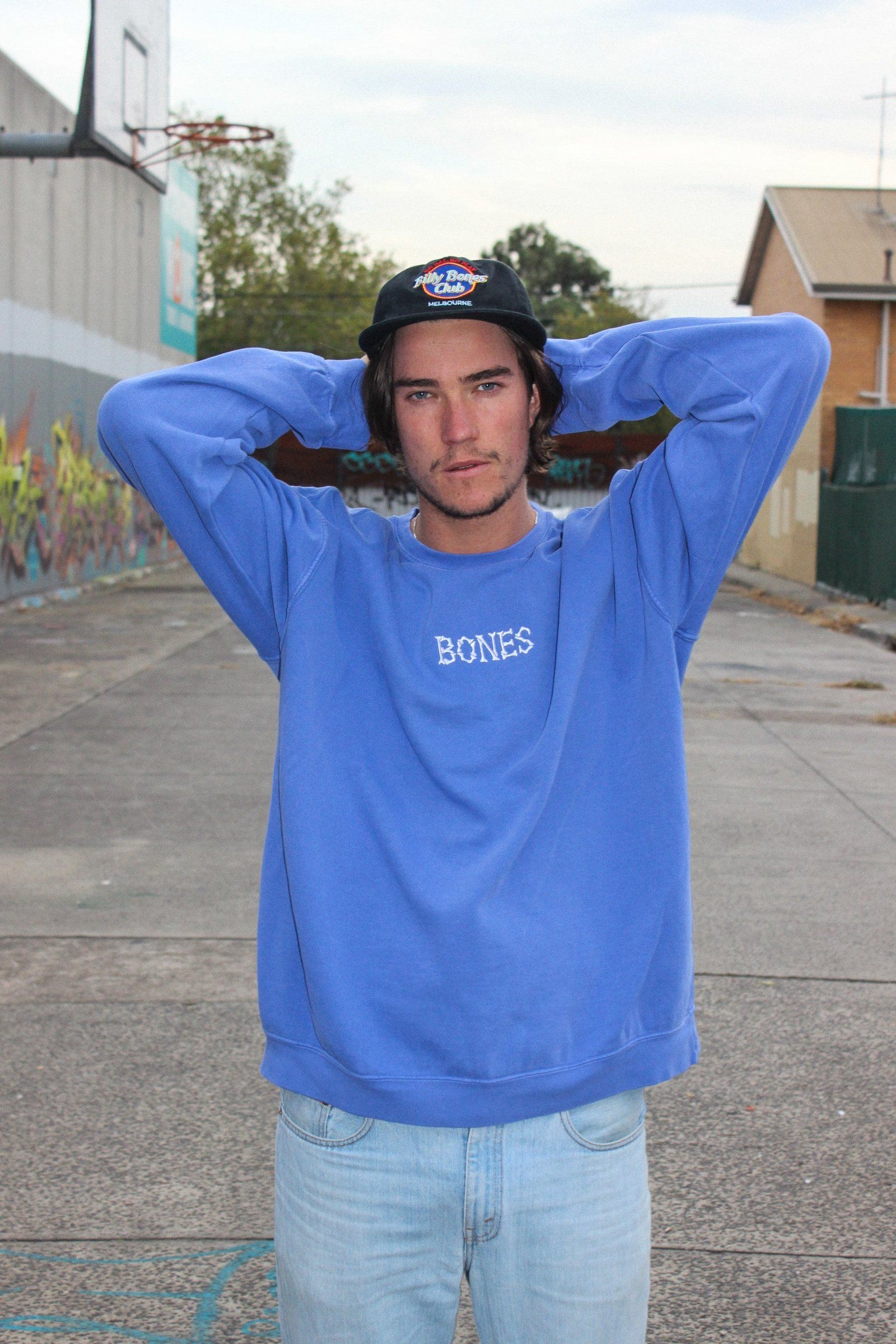 Bones Club Crew Sweater - Cobain Blue