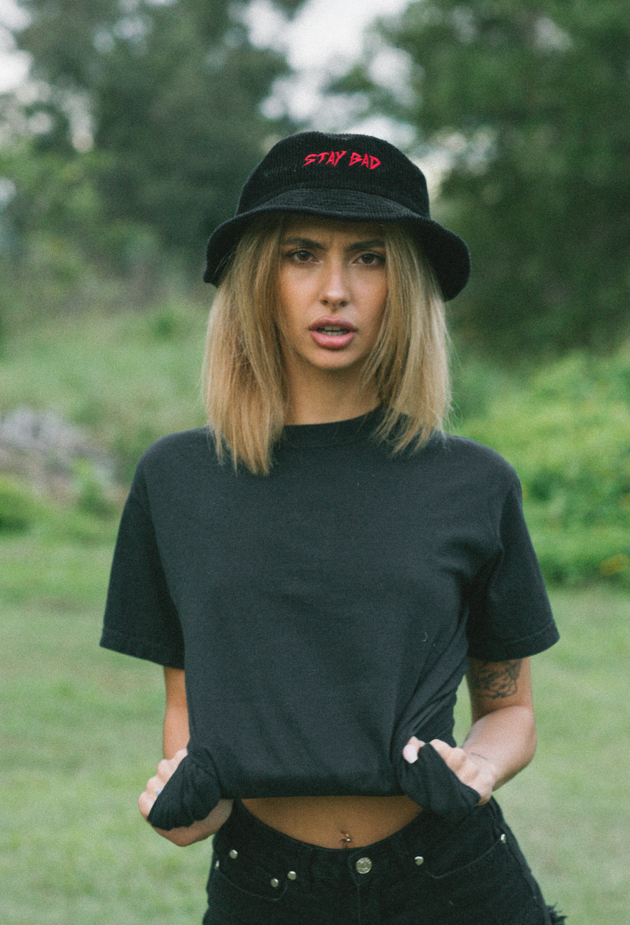 STAY BAD Bucket Hat - Black Corduroy