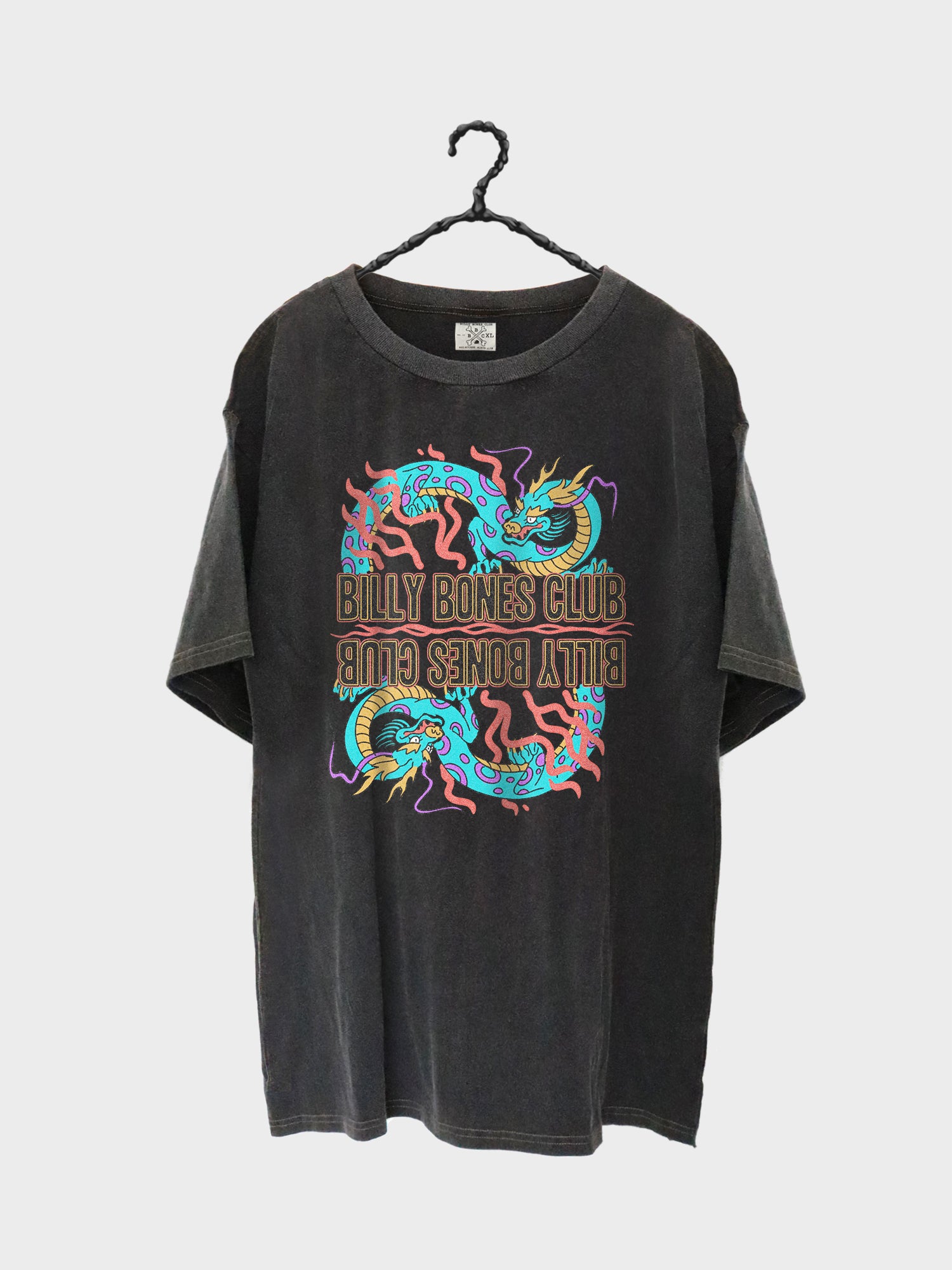 Twin Dragon Tee - Acid Black