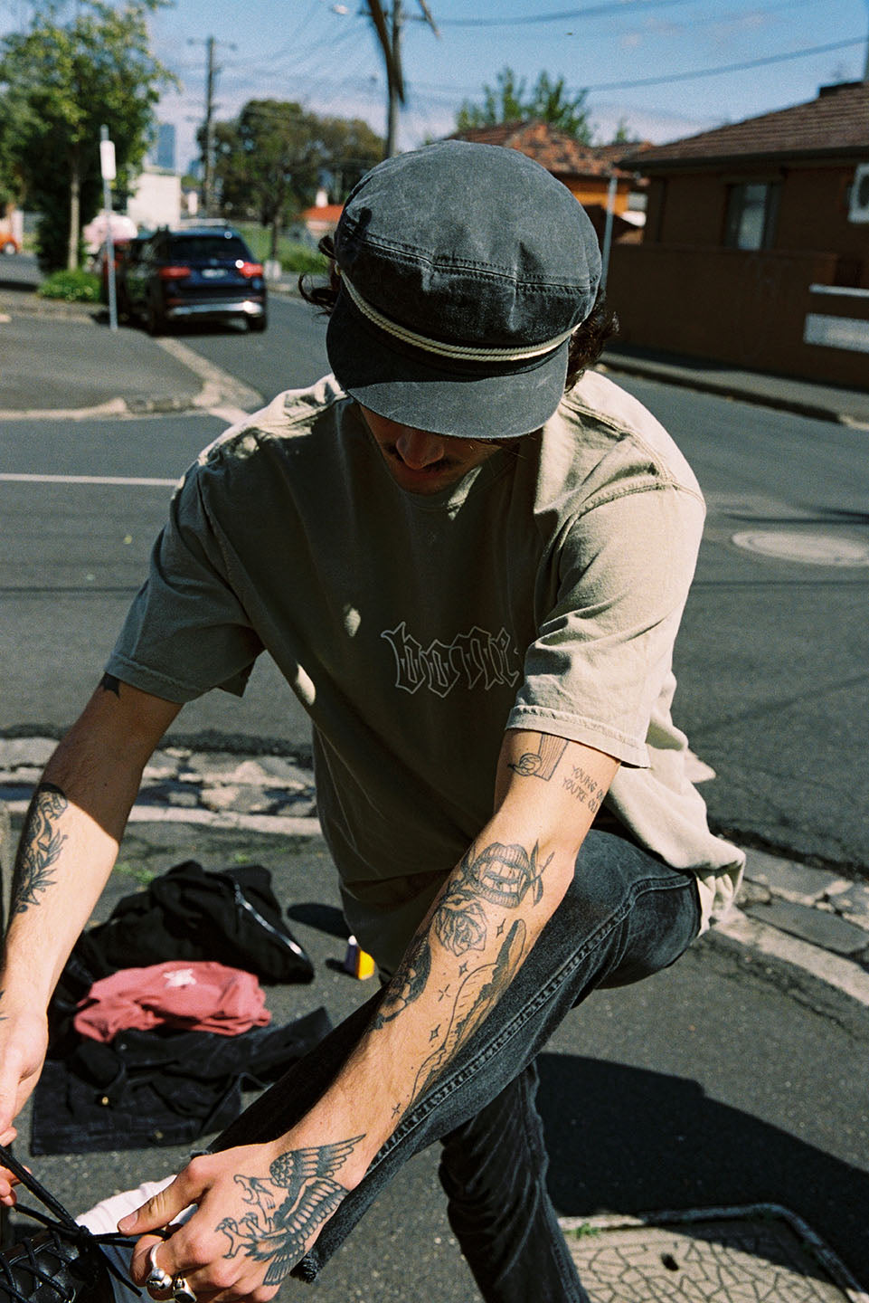 The Melbourne - Vintage Wash Grey Captain Hat